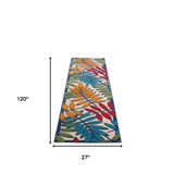 2' X 10' Ivory And Blue Floral Indoor Outdoor Area Rug - Homeroots - Flyclothing LLC