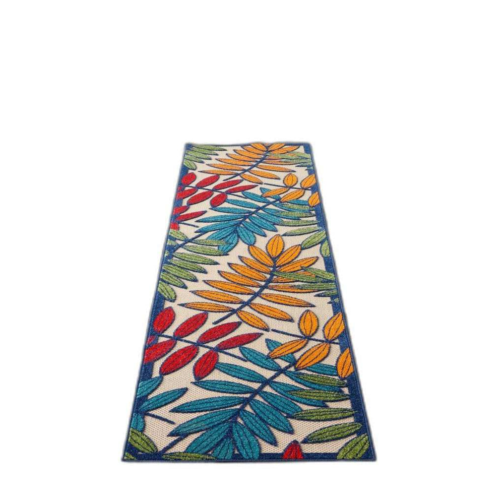 2' X 10' Ivory And Blue Floral Indoor Outdoor Area Rug - Homeroots - Flyclothing LLC