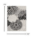 5' X 7' Black And White Floral Indoor Outdoor Area Rug - Homeroots - Flyclothing LLC