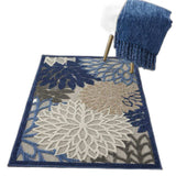 3' X 4' Blue And Gray Floral Indoor Outdoor Area Rug - Homeroots - Flyclothing LLC