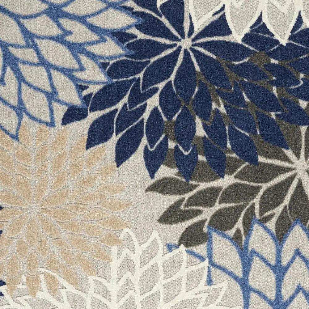 4' X 6' Blue And Gray Floral Indoor Outdoor Area Rug - Homeroots - Flyclothing LLC