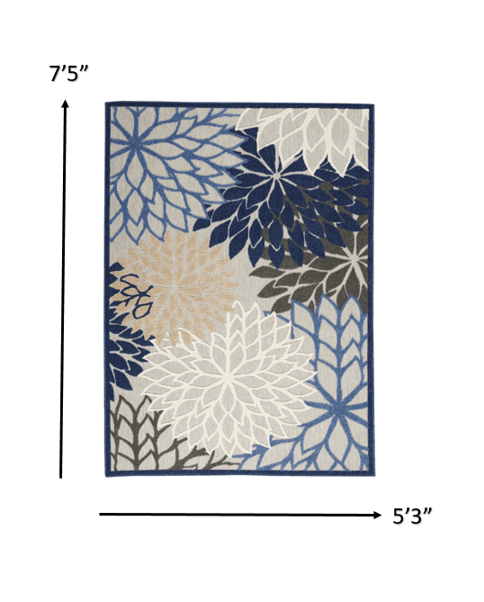 5' X 8' Blue And Gray Indoor Outdoor Area Rug - Homeroots - Flyclothing LLC