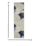 2' X 6' Ivory and Blue Floral Handmade Indoor Outdoor Runner Rug - Homeroots - Flyclothing LLC