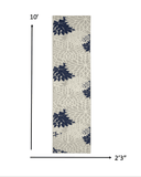 2' X 10' Ivory And Blue Floral Indoor Outdoor Area Rug - Homeroots - Flyclothing LLC