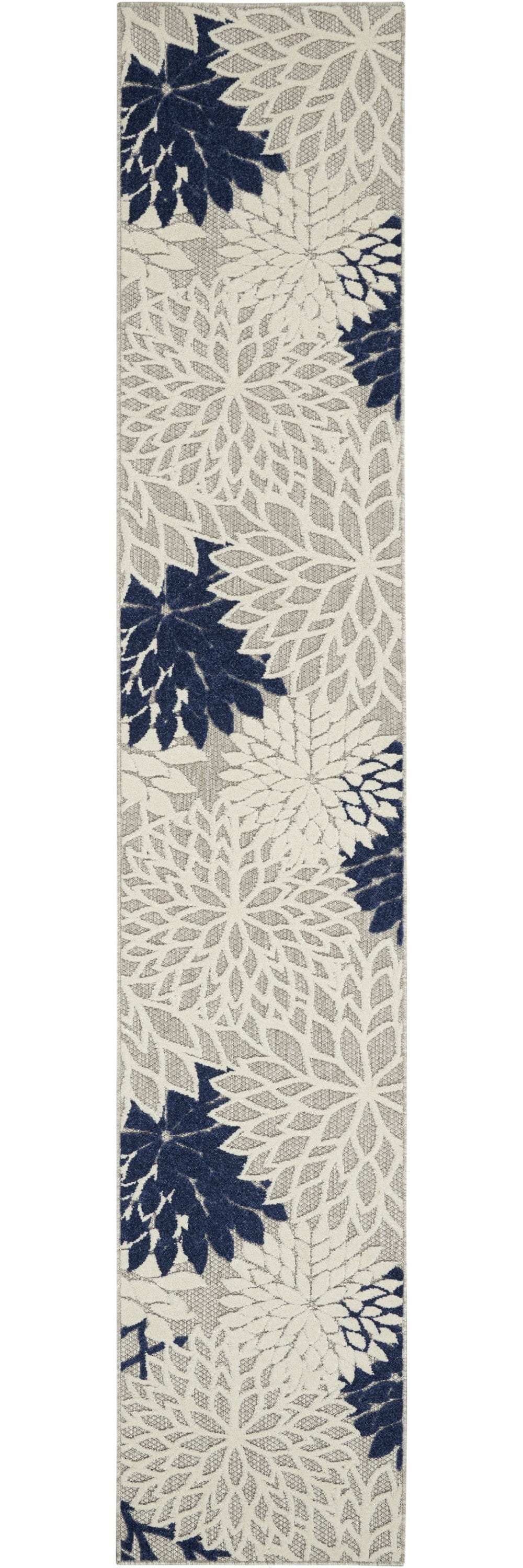 2' X 12' Ivory and Navy Indoor Outdoor Runner Rug - Homeroots - Flyclothing LLC
