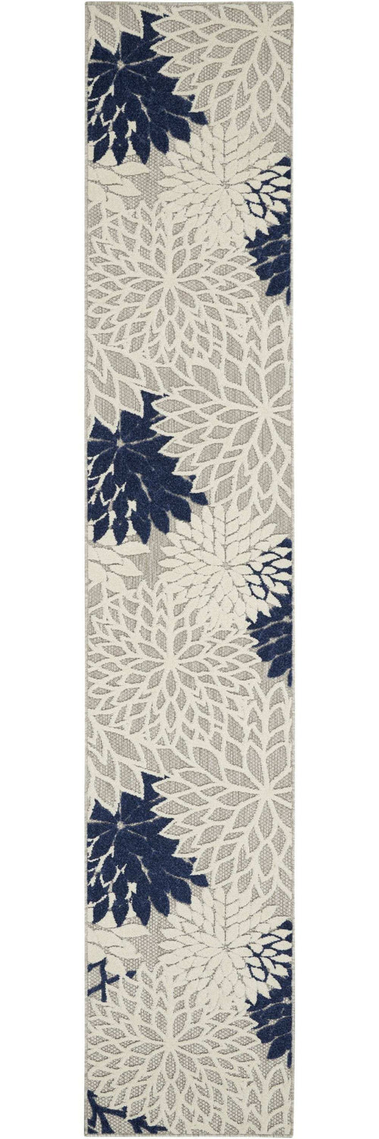 2' X 12' Ivory and Navy Indoor Outdoor Runner Rug - Homeroots - Flyclothing LLC