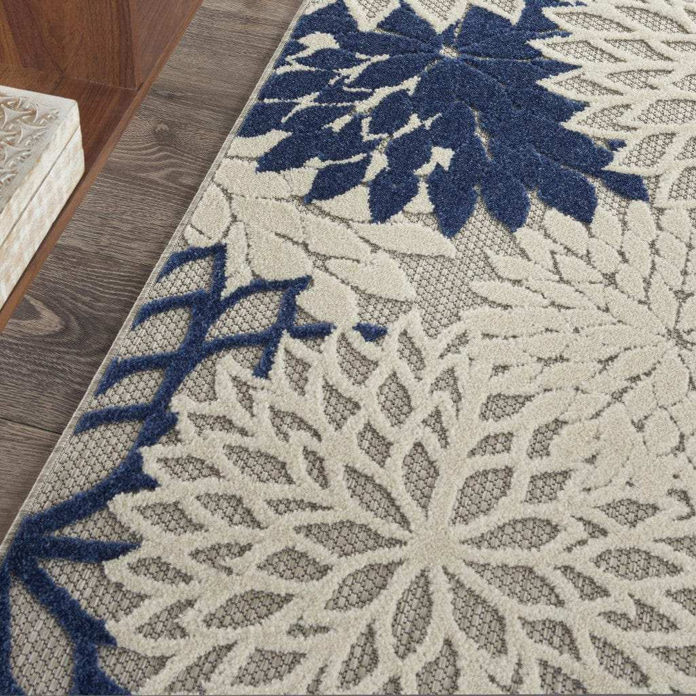 3' X 4' Ivory And Blue Floral Indoor Outdoor Area Rug - Homeroots - Flyclothing LLC