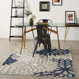 4' X 6' Ivory And Blue Floral Indoor Outdoor Area Rug - Homeroots - Flyclothing LLC