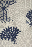 4' X 6' Ivory And Blue Floral Indoor Outdoor Area Rug - Homeroots - Flyclothing LLC
