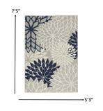 5' X 8' Ivory And Blue Indoor Outdoor Area Rug - Homeroots - Flyclothing LLC