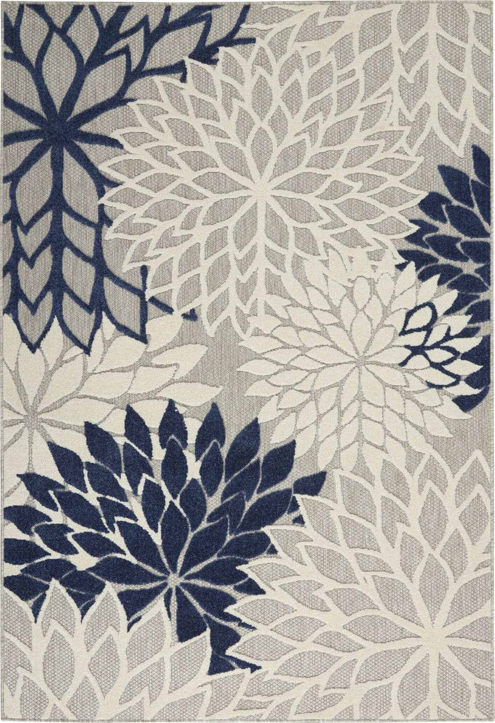 6' X 9' Ivory And Blue Floral Indoor Outdoor Area Rug - Homeroots - Flyclothing LLC