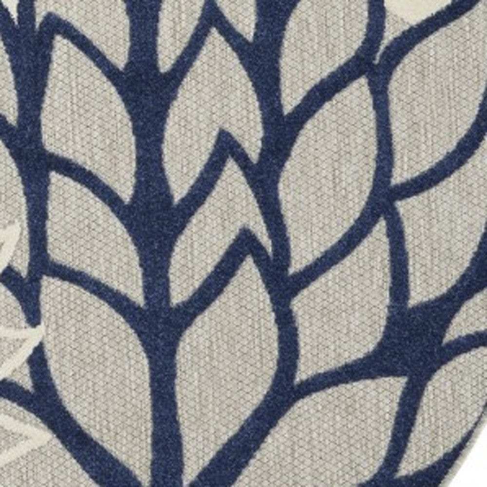 8' Round Ivory And Blue Round Floral Indoor Outdoor Area Rug - Homeroots - Flyclothing LLC