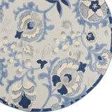 5' Round Blue And Gray Round Floral Indoor Outdoor Area Rug - Homeroots - Flyclothing LLC