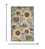 6’ X 9’ Ivory Multi Floral Indoor Outdoor Area Rug - Homeroots - Flyclothing LLC