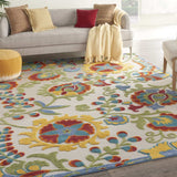 7' X 10' Ivory/Multi Floral Indoor Outdoor Area Rug - Homeroots - Flyclothing LLC