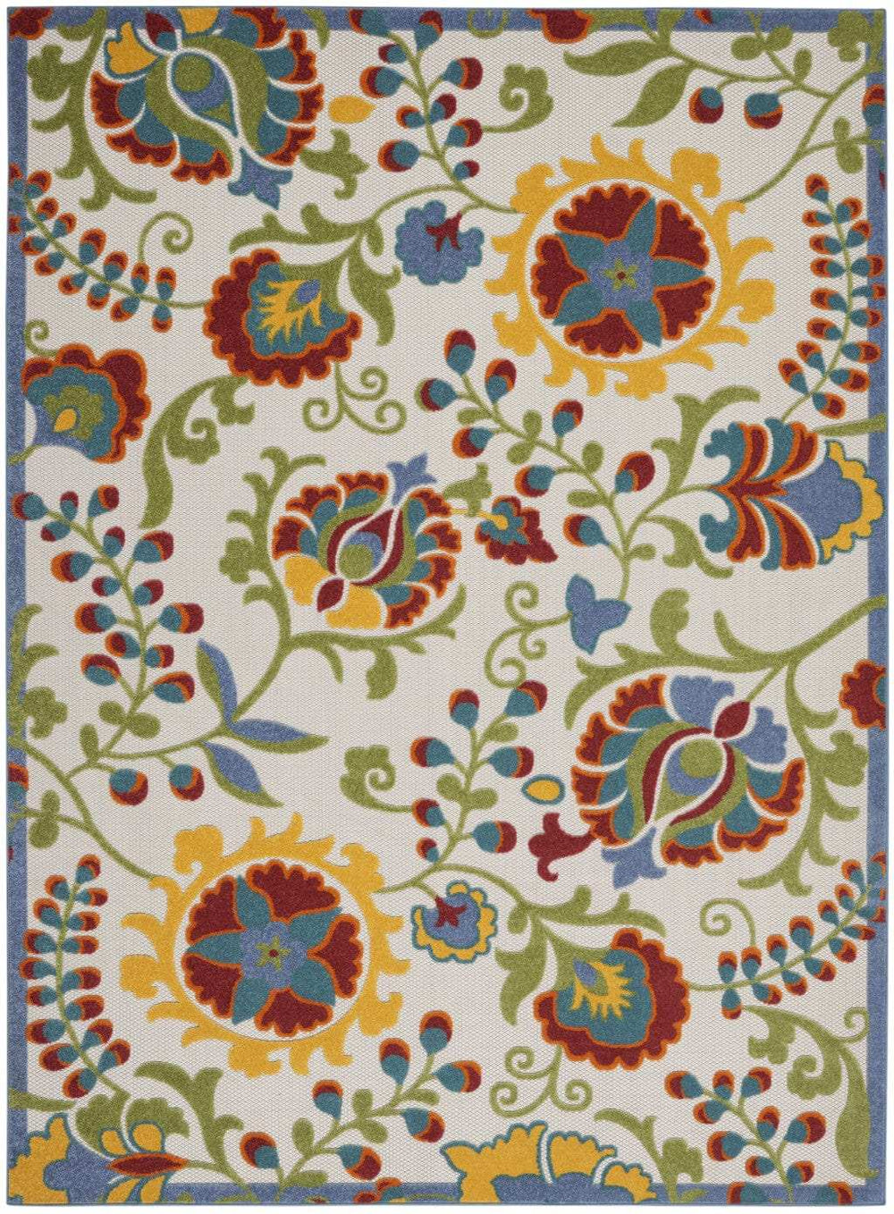 8' X 11' Green And Ivory Floral Indoor Outdoor Area Rug - Homeroots - Flyclothing LLC