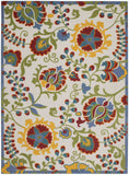 8' X 11' Green And Ivory Floral Indoor Outdoor Area Rug - Homeroots - Flyclothing LLC