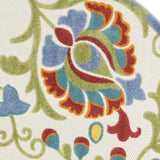 8' Round Green And Ivory Round Floral Indoor Outdoor Area Rug - Homeroots - Flyclothing LLC