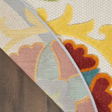 8' Round Green And Ivory Round Floral Indoor Outdoor Area Rug - Homeroots - Flyclothing LLC