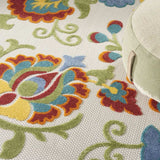 8' Round Green And Ivory Round Floral Indoor Outdoor Area Rug - Homeroots - Flyclothing LLC