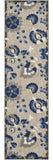 2' X 6' Blue And Gray Floral Indoor Outdoor Area Rug - Homeroots - Flyclothing LLC