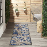 2' X 8' Blue And Gray Floral Indoor Outdoor Area Rug - Homeroots - Flyclothing LLC