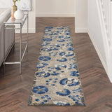 2' X 12' Natural and Blue Indoor Outdoor Runner Rug - Homeroots - Flyclothing LLC