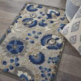 3' X 4' Blue And Gray Floral Indoor Outdoor Area Rug - Homeroots - Flyclothing LLC