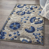 3' X 4' Blue And Gray Floral Indoor Outdoor Area Rug - Homeroots - Flyclothing LLC