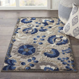 3' X 4' Blue And Gray Floral Indoor Outdoor Area Rug - Homeroots - Flyclothing LLC