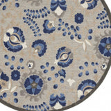 4' Round Blue And Gray Round Floral Indoor Outdoor Area Rug - Homeroots - Flyclothing LLC