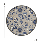 4' Round Blue And Gray Round Floral Indoor Outdoor Area Rug - Homeroots - Flyclothing LLC