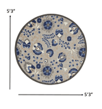 5' Round Blue And Gray Round Floral Indoor Outdoor Area Rug - Homeroots - Flyclothing LLC