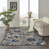 6' X 9' Blue And Gray Floral Indoor Outdoor Area Rug - Homeroots - Flyclothing LLC