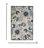 6' X 9' Blue And Gray Floral Indoor Outdoor Area Rug - Homeroots - Flyclothing LLC