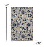 8' X 11' Blue And Gray Floral Indoor Outdoor Area Rug - Homeroots - Flyclothing LLC