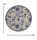 8' Round Blue And Gray Round Floral Indoor Outdoor Area Rug - Homeroots - Flyclothing LLC