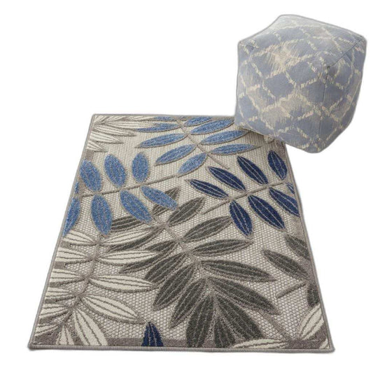 3' X 4' Blue And Gray Floral Indoor Outdoor Area Rug - Homeroots - Flyclothing LLC