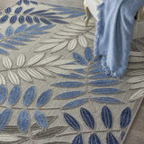 4' X 6' Grey/Blue Floral Indoor Outdoor Area Rug - Homeroots - Flyclothing LLC