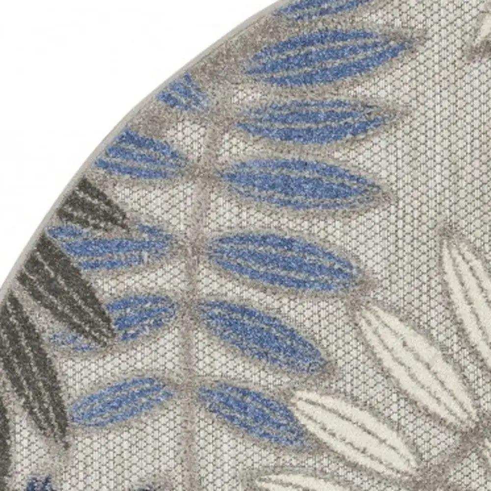 4' Round Blue And Gray Round Floral Indoor Outdoor Area Rug - Homeroots - Flyclothing LLC