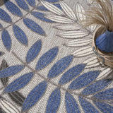 5' X 7' Blue And Gray Floral Stain Resistant Indoor Outdoor Area Rug - Homeroots - Flyclothing LLC