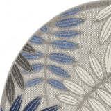 5' Round Blue And Gray Round Floral Indoor Outdoor Area Rug - Homeroots - Flyclothing LLC