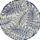 4' Round Ivory And Blue Round Floral Indoor Outdoor Area Rug - Homeroots - Flyclothing LLC