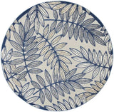 4' Round Ivory And Blue Round Floral Indoor Outdoor Area Rug - Homeroots - Flyclothing LLC