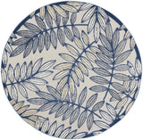 4' Round Ivory And Blue Round Floral Indoor Outdoor Area Rug - Homeroots - Flyclothing LLC
