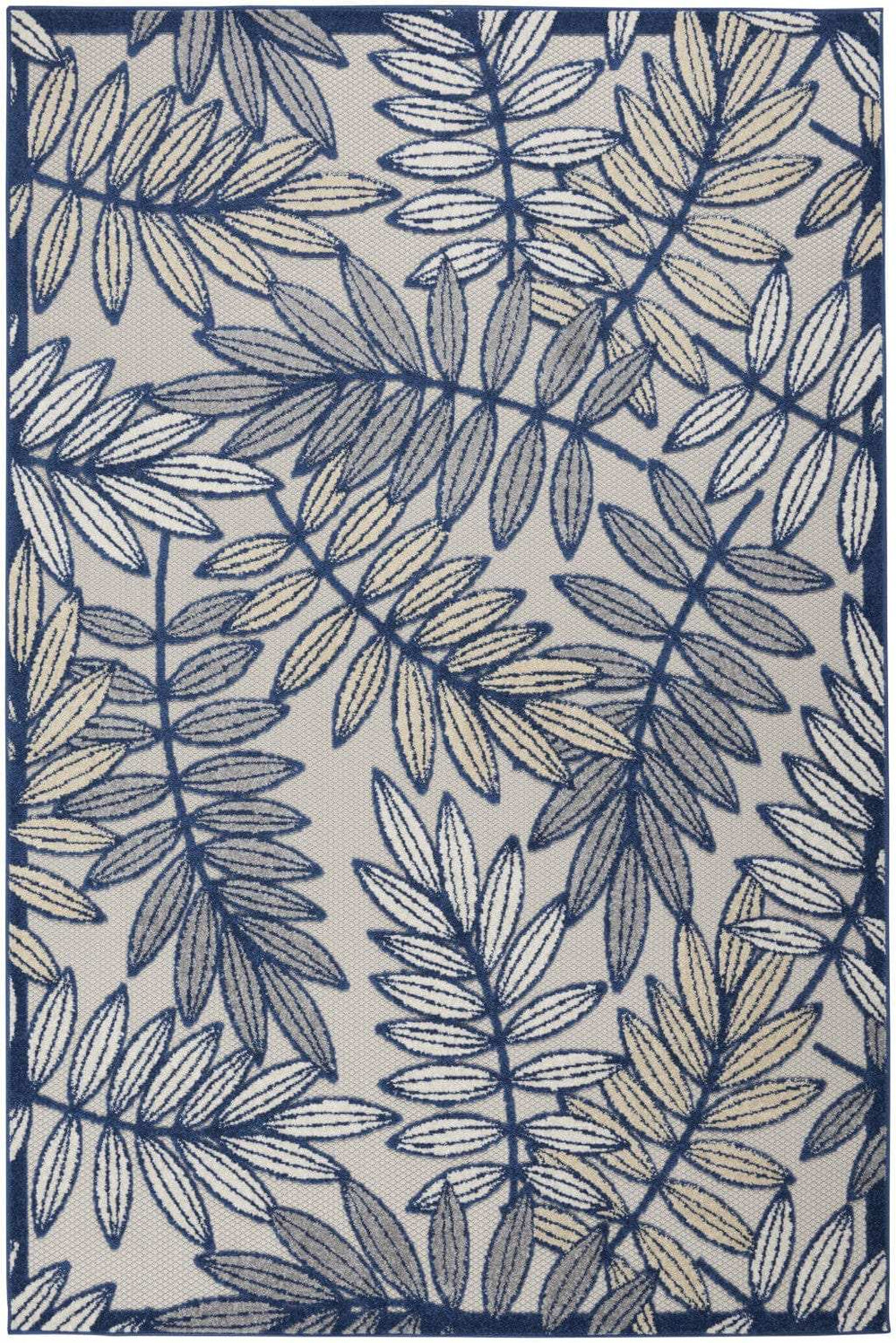 6' X 9' Ivory And Blue Floral Indoor Outdoor Area Rug - Homeroots - Flyclothing LLC