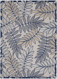 7' X 10' Ivory And Blue Floral Indoor Outdoor Area Rug - Homeroots - Flyclothing LLC