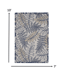7' X 10' Ivory And Blue Floral Indoor Outdoor Area Rug - Homeroots - Flyclothing LLC