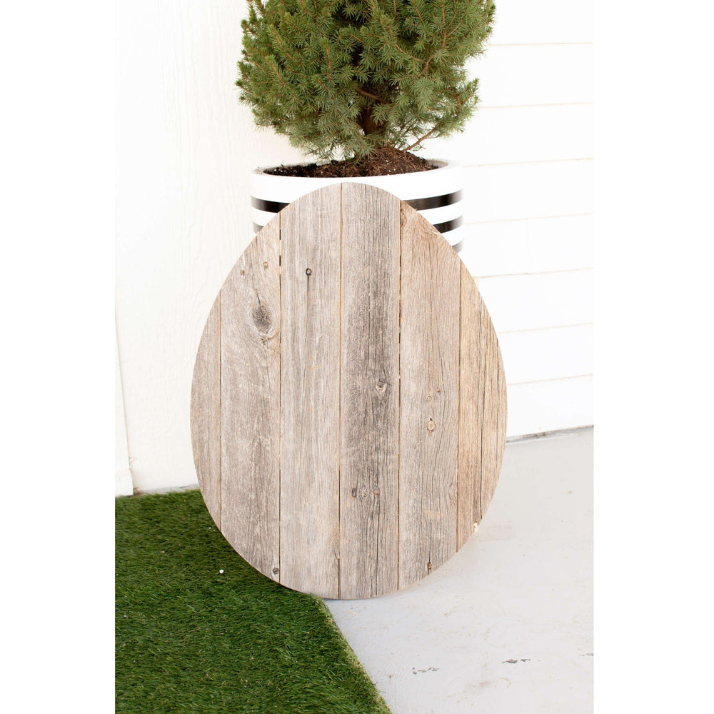 24" Rustic Farmhouse Gray Wood Large Egg - Homeroots - Flyclothing LLC