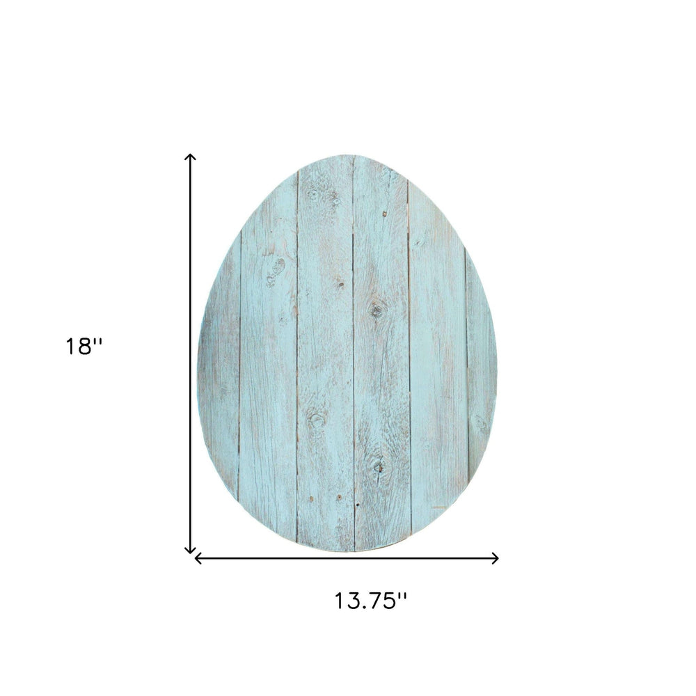 18" Rustic Farmhouse Turquoise Wooden Large Egg - Homeroots - Flyclothing LLC
